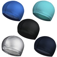 5-Pack Men Women PU Waterproof Fabric Swimming Cap Elasticity Bathing Cap for...