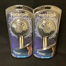 NEW (2) Sealed Waterpik Power Spray Plus Shower Head 8 Spray Settings