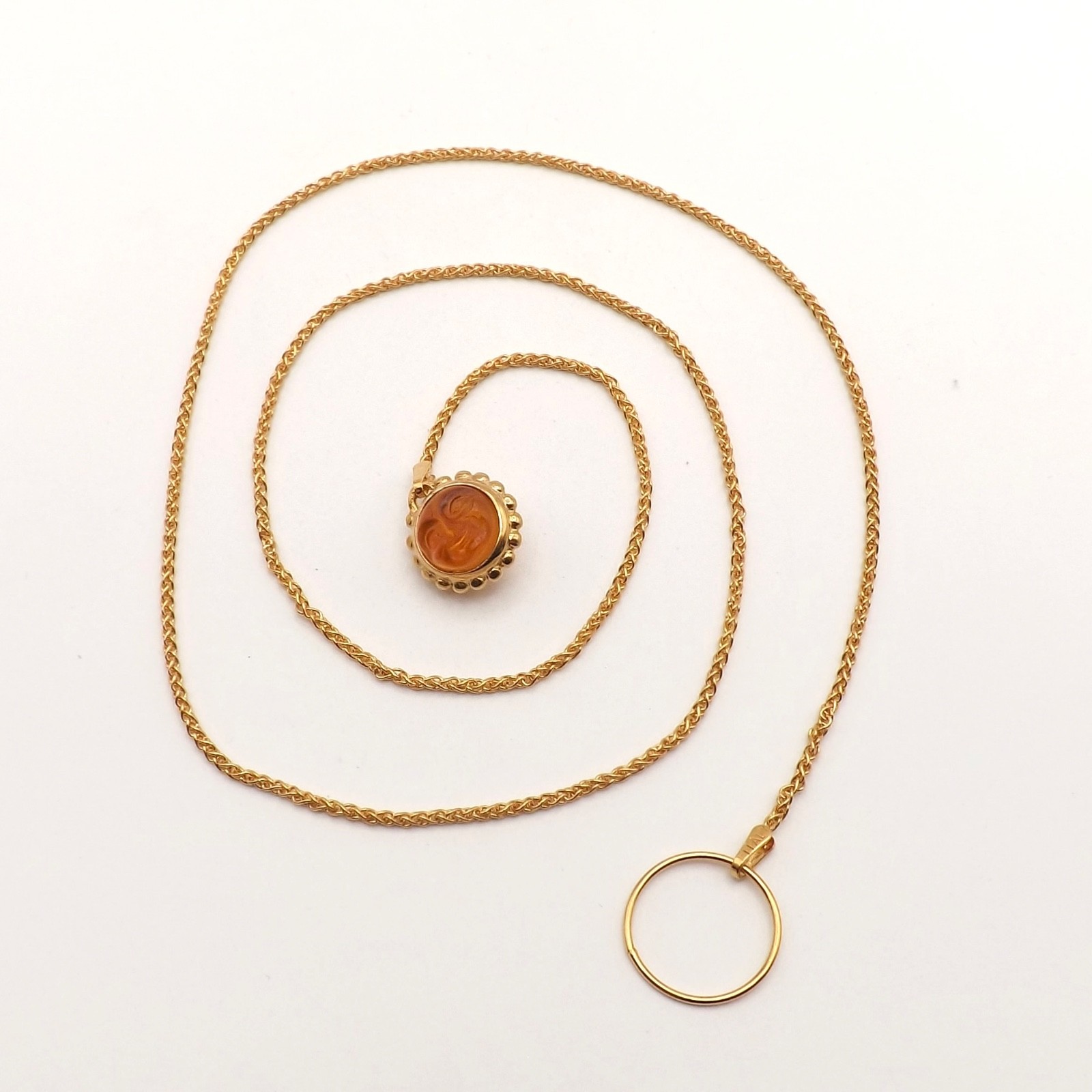 Solid 14k Gold Sunface Slide Pendant Toggle Laria… - image 2