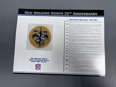 1991 New Orleans Saints 25th Anniversary Willabee & Ward Patch With Stat Card