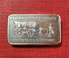 Vintage 5 troy oz. , Golden State Mint Silver Bar .999 Fine
