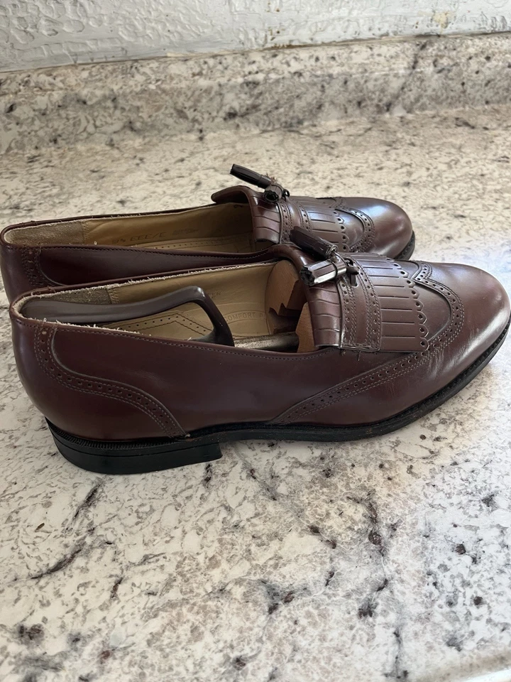 Stanford Men’s Leather Tassel Wingtip Brown Loafers Slip On Size 9.5 EEE - Image 4 of 4