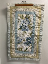 SUNHAM QUILTED PILLOW SHAM 1 KING SIZE FLORAL ROSES BLUE COTTAGECORE FARMHOUSE