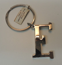 GANZ Silver plated initial letter Keychain 2" tall- Initial E - NEW see photos