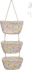 Nursery Storage Must-Have 3-Tier Cotton Hanging Baskets with Colorful Dots - Ov