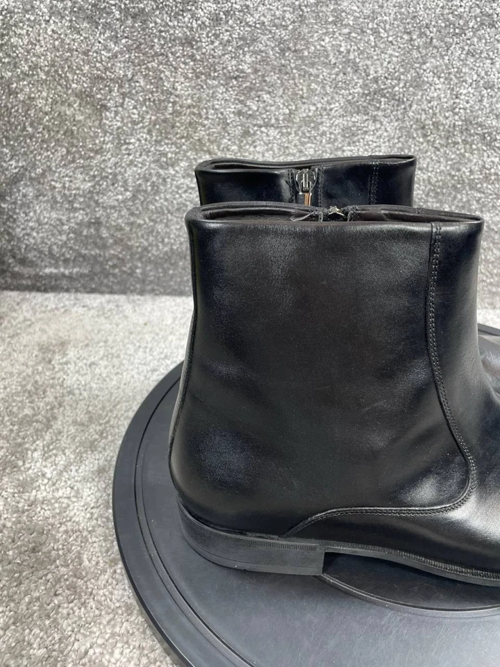 Bruno Magli Oxford Boots Womens 10 M Ipolito Black Leather Almond Toe Side Zip - Image 3 of 4