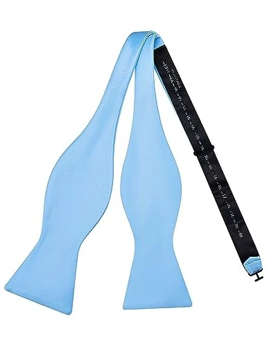 Pañuelo de pajarita de color liso para hombre satinado azul bebé Foto 3 de 4