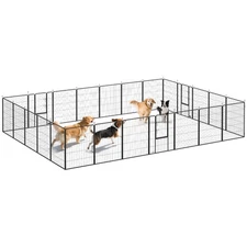 24 Panel 32 Inch Dog Playpen for Small and Medium Dogs with Lockable Door