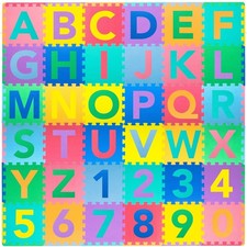 Kids Foam Play Mat Alphabet Numbers Puzzle 36 Tiles 12" Interlocking Floor