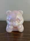 Fenton Vintage Art Glass Pink Iridescent Bear Daydreaming Opalescent Figurine