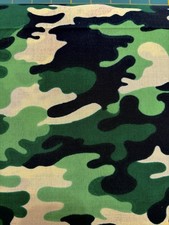 Fabric By The Yard - Green Black Camouflage - 44 Wide - cotton/synthetic blend