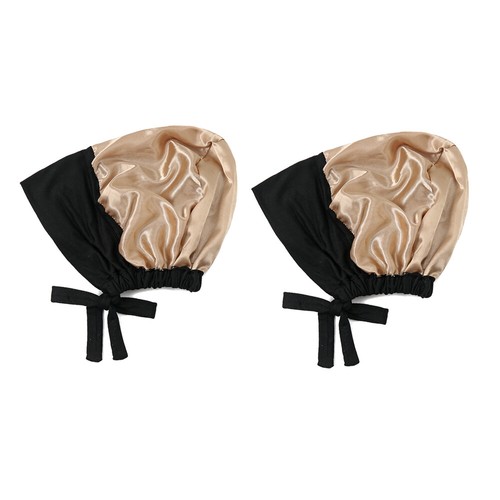 1pc / 2pcs Solid Color Double Layer Satin Jersey Hijab Inner Cap Women's Hat Cap - 第 13/38 張圖片