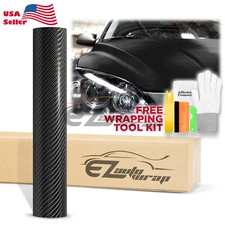 4D Carbon Fiber Black Semi Glossy Vinyl Wrap Decal Sheet Bubble Free Sheet Film