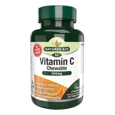 Vitamin C 500mg x 50 Chewable Tablets;  Zingy Orange Flavour; Natures Aid