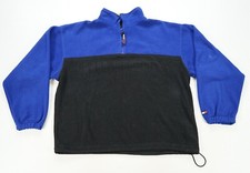 Rare VTG TOMMY HILFIGER Spell Out Flag 1/4 Zip Pullover Fleece Sweatshirt 90s L