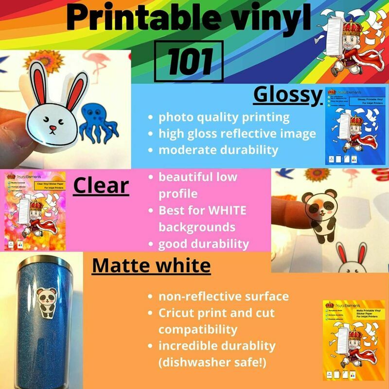 Royal Elements Printable Vinyl for Inkjet Printers - 20 Waterproof Sheets  (Matte | eBay