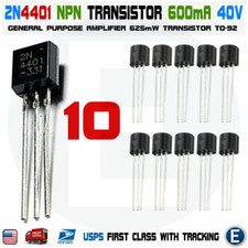 10pcs 2N4401 Transistor General Purpose Small Signal Amplifier NPN Bipolar TO-92