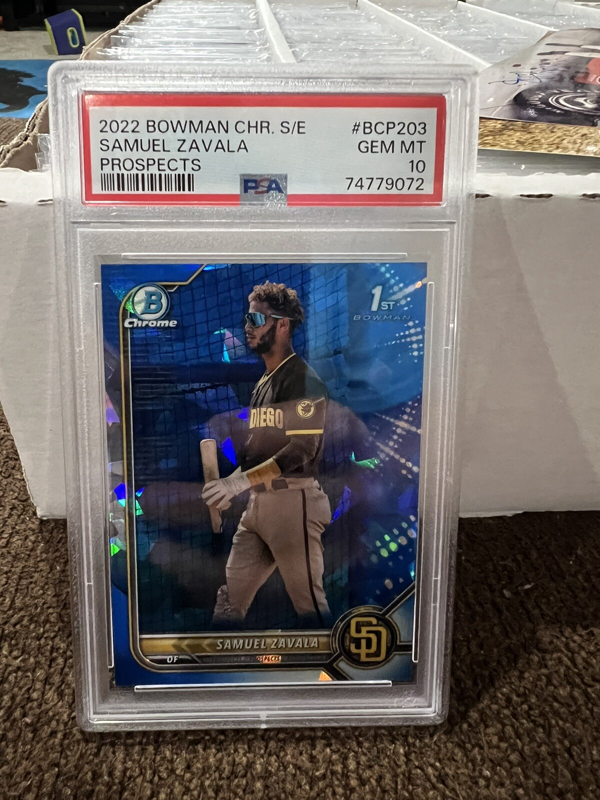 2022 Bowman Chrome Sapphire Edition Samuel Zavala #BCP-203 PSA 10 Padres 17c