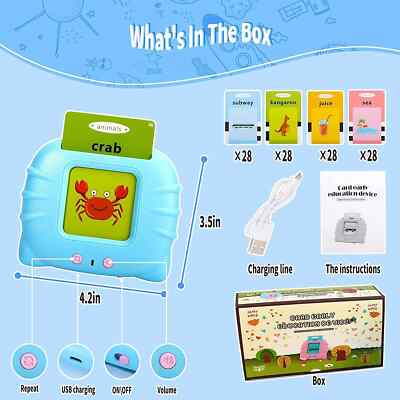 Talking Flash Cards Learning Toys for 2 3 4 5 6 Year Old Boys Girls Toddlers Toy