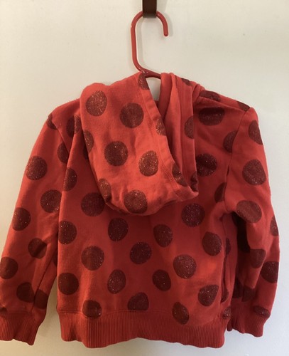Walt Disney World Disney Parks Girls XS 4/5 Red Hoodie Burgundy Glitter Polkadot - Picture 3 of 4