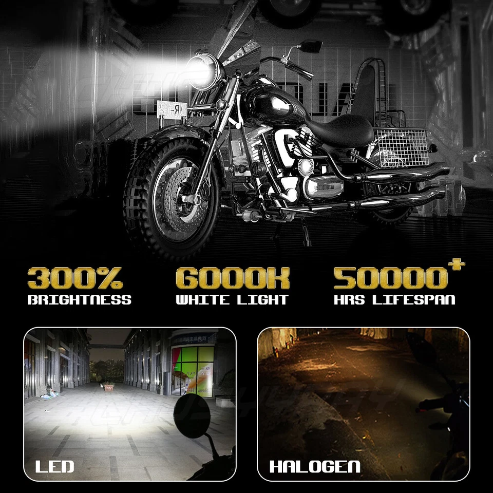 7" Motorcycle LED Hi/Lo Headlights Black For Kawasaki 1000 LTD 1977-1982 - Image 3 of 4