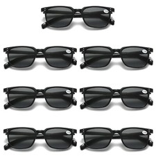 7 PK Unisex Full Lens Tinted Sun Readers Reading Sunglasses UV400 Black Frame
