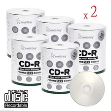 1000 Pcs Smartbuy Grade A+ CD-R 52X 700MB Silver Inkjet Hub Printable Blank Disc