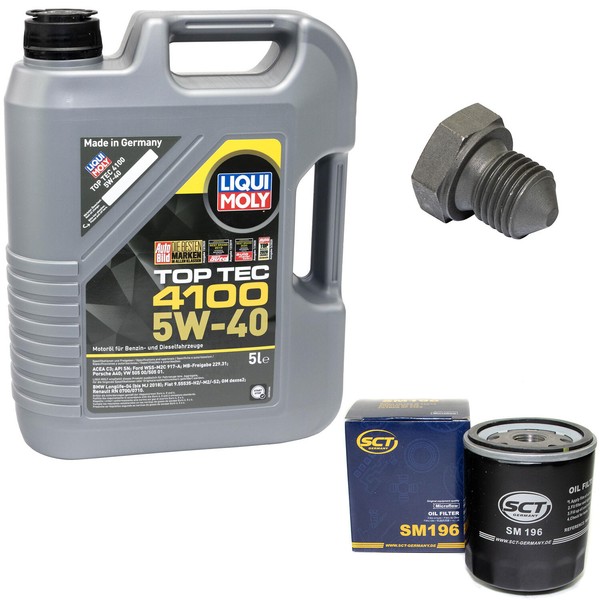 MotoröL ÖLfilter SM196 5W40 5 Liter + ÖLablassschraube FüR Seat VW Skoda Fabia-image