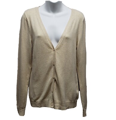 H&M Women's 12 Cardigan Ivory Cream Button Front Long Sleeve