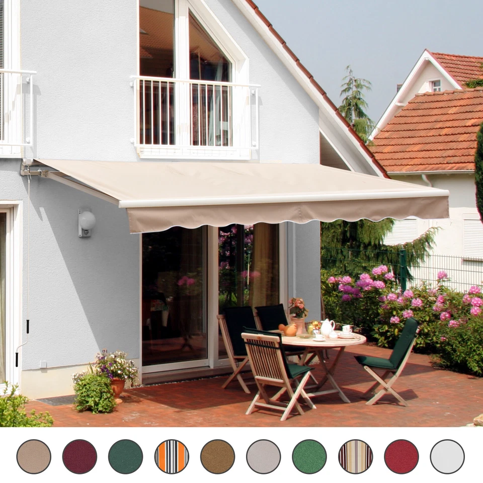 OUTSUNNY Patio Awning Canopy Retractable Deck Door Outdoor Sun Shade Shelter