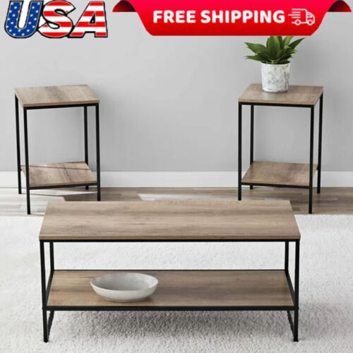 3-Pcs Coffee &End Table Set Living Room Home Office Sofa Center Table HOT