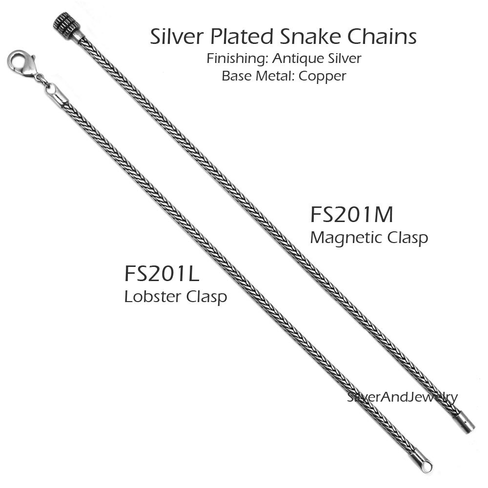 Antique Silver-Plated Snake Chains with Your Choice of Clasp | eBay