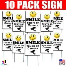 10X Smile You're On Camera Coroplast Sign Security Surveillance Plastic w/Stakes