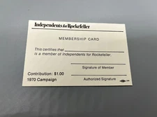 Independents for Rockefeller membership card 1970 president Historical Cool!