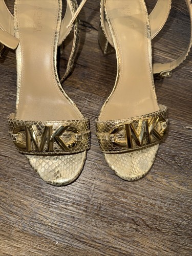 MICHAEL MICHAEL KORS Women's Gold Metallic Leather Izzy Dress Sandals SZ 6M - Picture 3 of 10