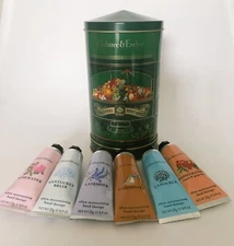 Crabtree Evelyn A Seasonal Spectacular tin W/ 6 Hand Therapy Creams Vintage