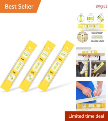 9 Inch Magnetic Level Aluminum 3PCS Multi-Angle Measuring Easy Carry Home Use