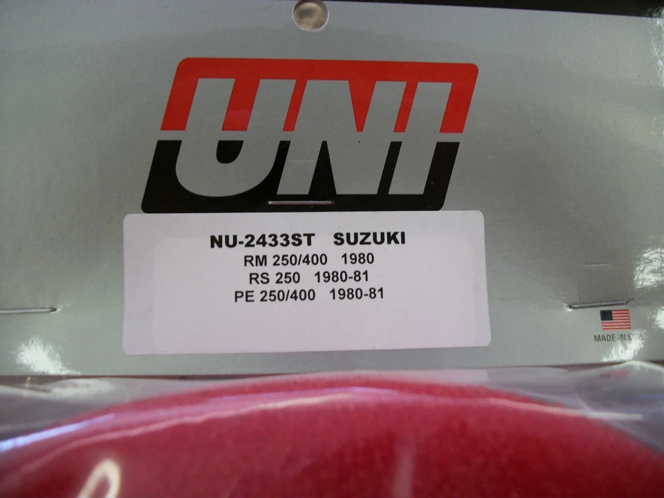 Filtro de aire UNI NU-2433 Suzuki RM250 RM400 1980, RS250 PE250 PE400 1980 1981 Foto 2 de 4
