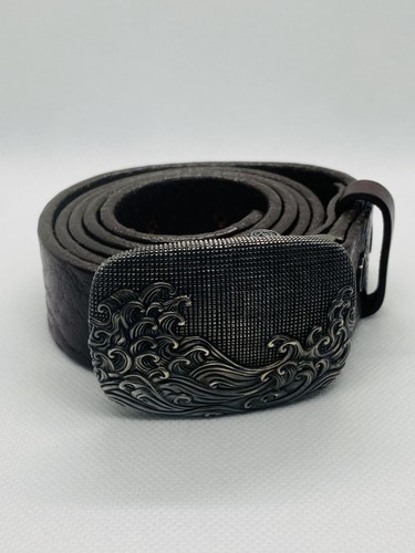 David Yurman Waves Sterling Silver Leather Belt