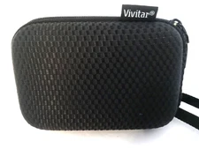 Vivitar Camera Case Black Hard Shell Mini 4.5 x 3.5 Double Zip Strap New No Tags