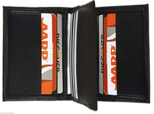 Black Men's Genuine Leather Thin Bifold Wallet 12 Credit Cards Thin Holder
