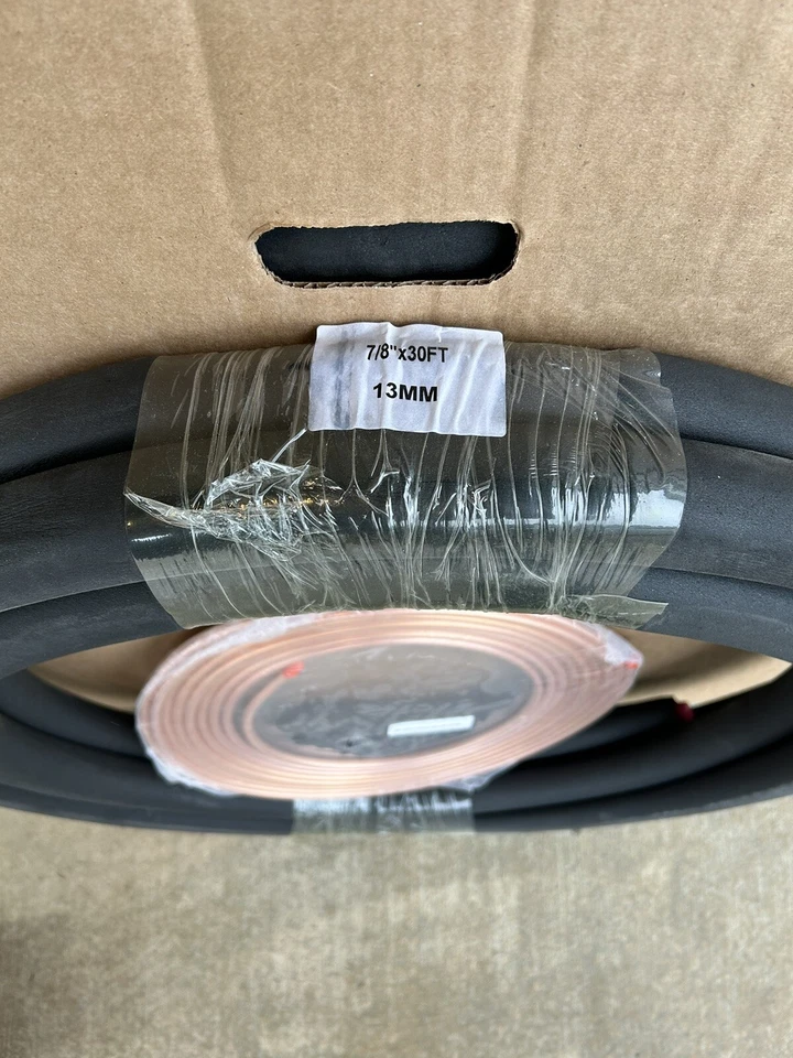 ICOOL 25’ X 7/8” COBRE 25’ 30’ Juego de Línea 1/2” Negro Aislamiento HVAC MINISPLIT Foto 3 de 4