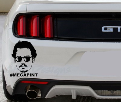 #MEGAPINT Johnny Depp Vinyl Decal Sticker, Heard, Drink, Mega Pint, Glass, Wine