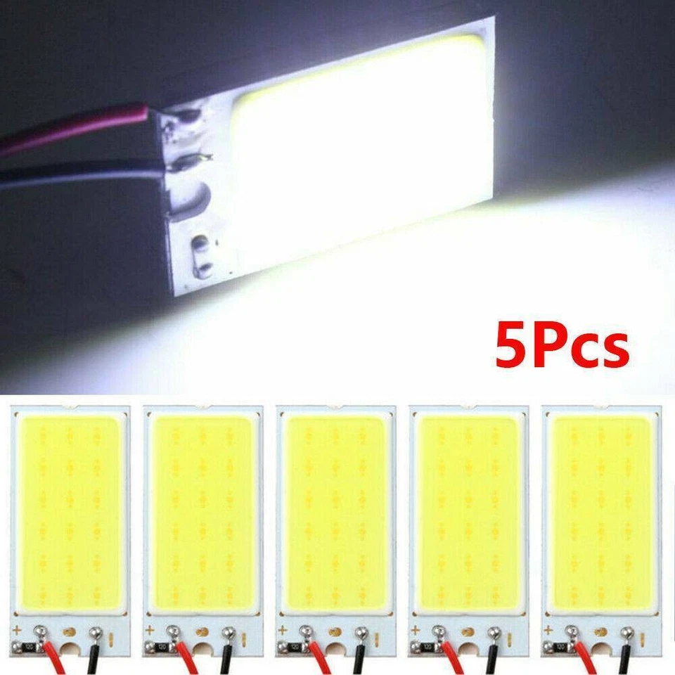 5Pcs White 48 SMD COB LED T10 12V Car Interior Panel Light Dome Lamp Bulb UK - Image 4 of 4