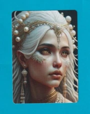 Beautiful Fantasy Lady with Pearl Headdress -- Modern Linen Swap P/Card Wide