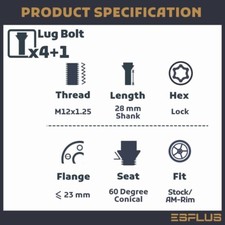 Locking Wheel Bolts 12x1.25 Nuts Tapered For Peugeot 3008 09-16 | UK