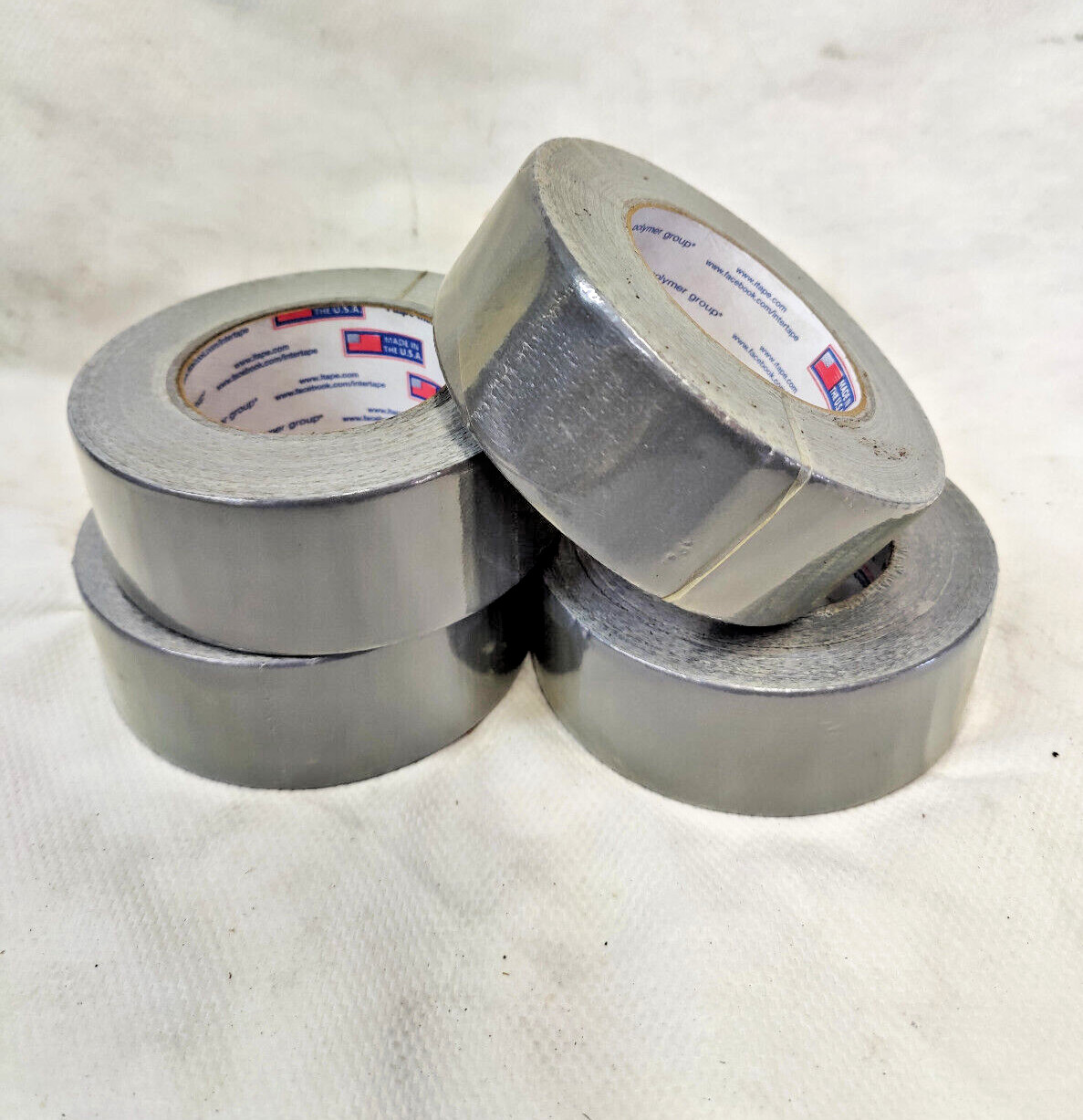 Lot of 4 Intertape Polymer Group IPG Duct Tape Rolls Sizes Silver Gray 5mm, 2in