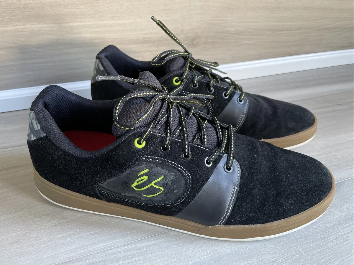 eS Accelerate Retro Skate Shoes Black Green Gum Mens Size 12 Sneakers Leather
