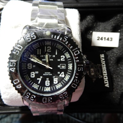 NEW PRICE! AddiesDive DEEP SEA HUNTER-Black Matt Face/Bezel-SS Band-44mm/50m