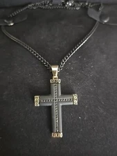 Zales New In Box Men's 1/4ct Tw Diamonds Set In SSteel Ion Black Satin 24"Sharp